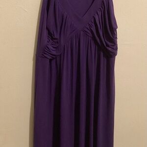 Calvin Klein Purple Ruched Front Midi Gown